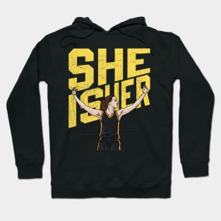 She Is Her - Caitlin Clark - Flat Cartoon Drawing Hoodie